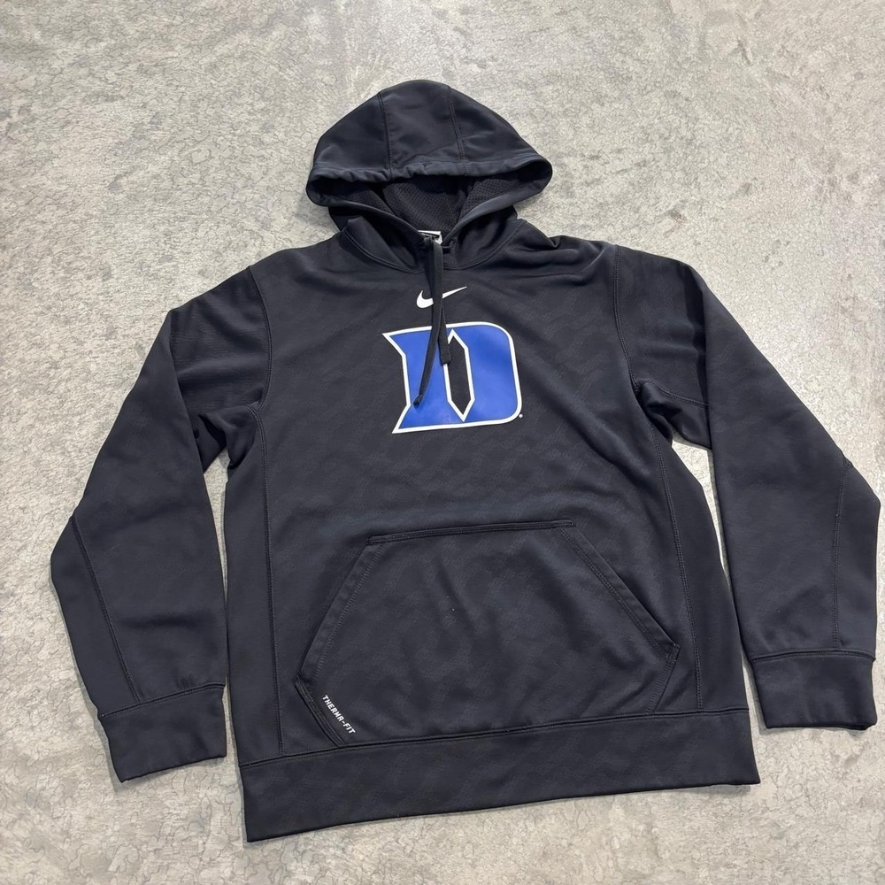 Nike Duke Therma-Fit Hoodie Small Black Blue White Center Swoosh